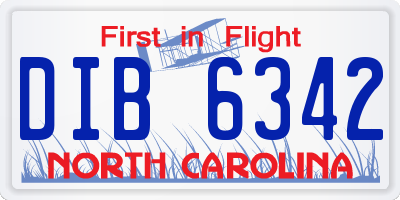 NC license plate DIB6342