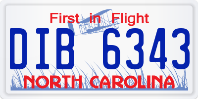 NC license plate DIB6343