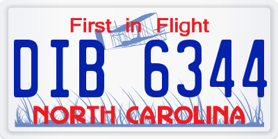 NC license plate DIB6344