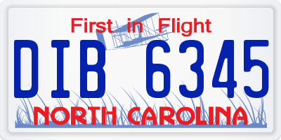 NC license plate DIB6345