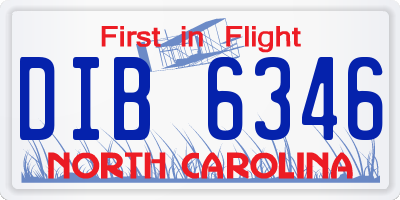 NC license plate DIB6346