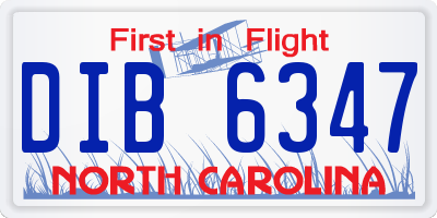 NC license plate DIB6347