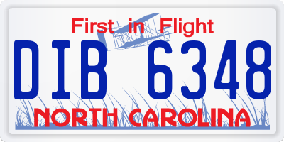 NC license plate DIB6348