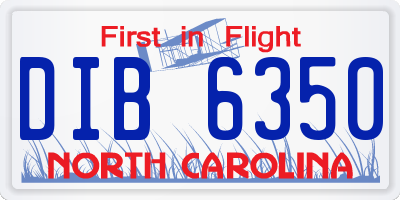 NC license plate DIB6350