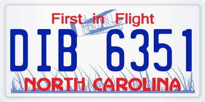 NC license plate DIB6351
