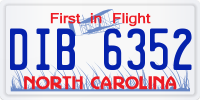 NC license plate DIB6352