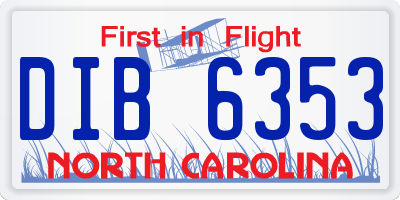 NC license plate DIB6353