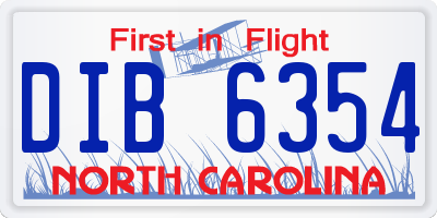 NC license plate DIB6354