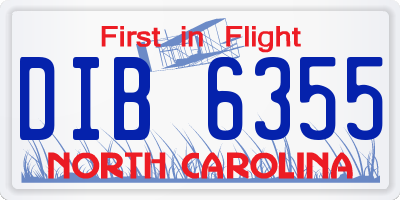 NC license plate DIB6355