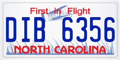 NC license plate DIB6356