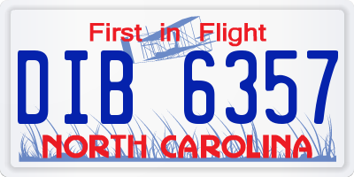 NC license plate DIB6357