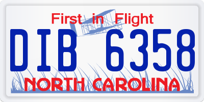 NC license plate DIB6358