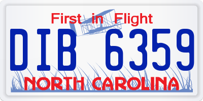 NC license plate DIB6359