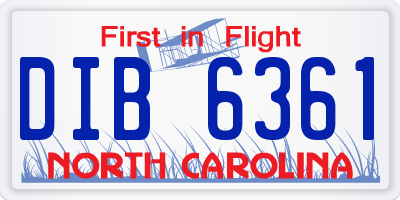 NC license plate DIB6361