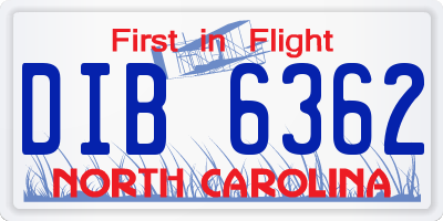 NC license plate DIB6362