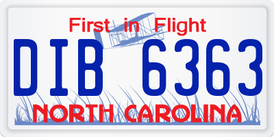 NC license plate DIB6363