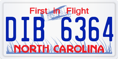 NC license plate DIB6364