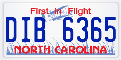 NC license plate DIB6365
