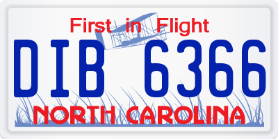 NC license plate DIB6366