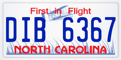 NC license plate DIB6367