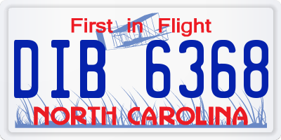 NC license plate DIB6368