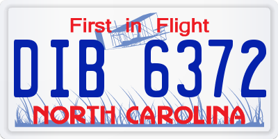 NC license plate DIB6372