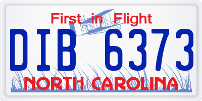 NC license plate DIB6373