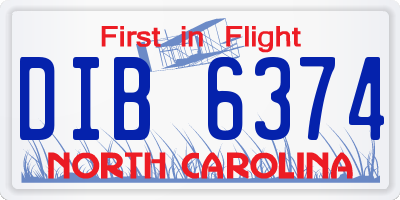 NC license plate DIB6374