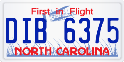 NC license plate DIB6375