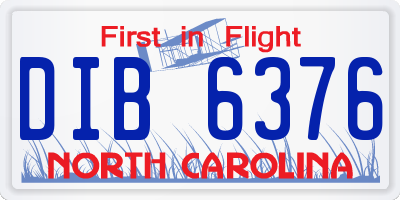 NC license plate DIB6376
