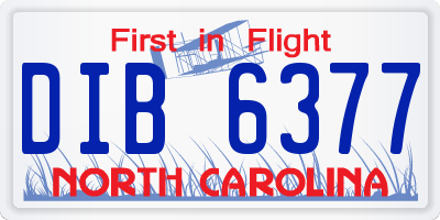 NC license plate DIB6377