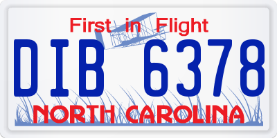 NC license plate DIB6378