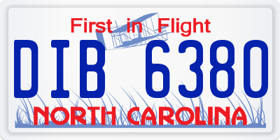 NC license plate DIB6380