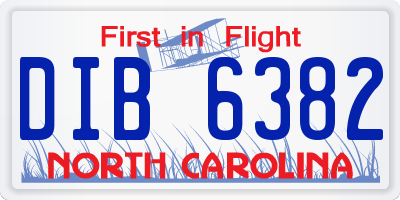 NC license plate DIB6382