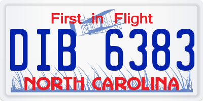 NC license plate DIB6383