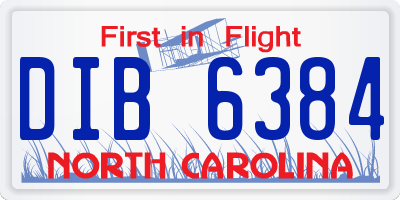 NC license plate DIB6384