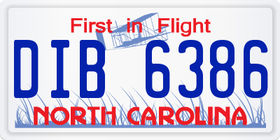 NC license plate DIB6386