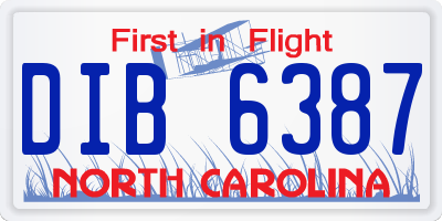 NC license plate DIB6387