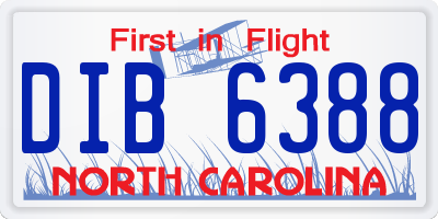 NC license plate DIB6388