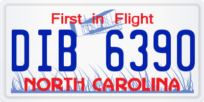 NC license plate DIB6390