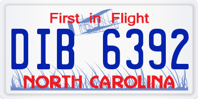 NC license plate DIB6392