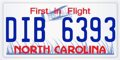 NC license plate DIB6393
