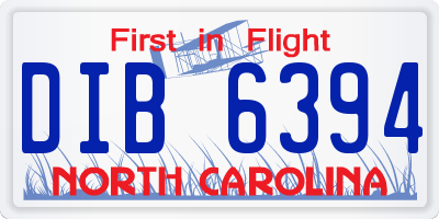 NC license plate DIB6394