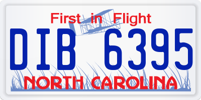 NC license plate DIB6395
