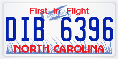 NC license plate DIB6396