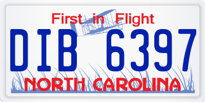 NC license plate DIB6397