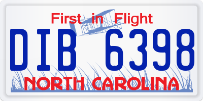 NC license plate DIB6398