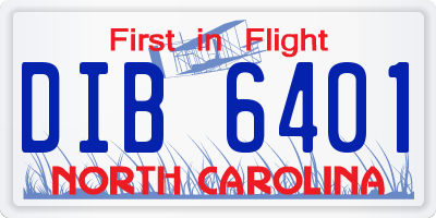 NC license plate DIB6401
