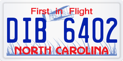 NC license plate DIB6402