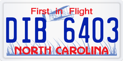 NC license plate DIB6403